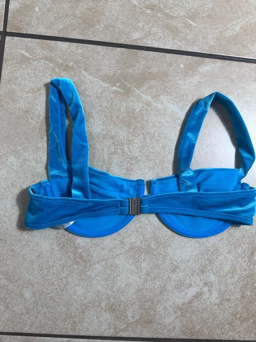 Nasty Gal Turquoise Velvet Bikini Top